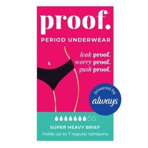 Proof. By Always Womens Super Heavy Absorbency Period Underwear Small Black